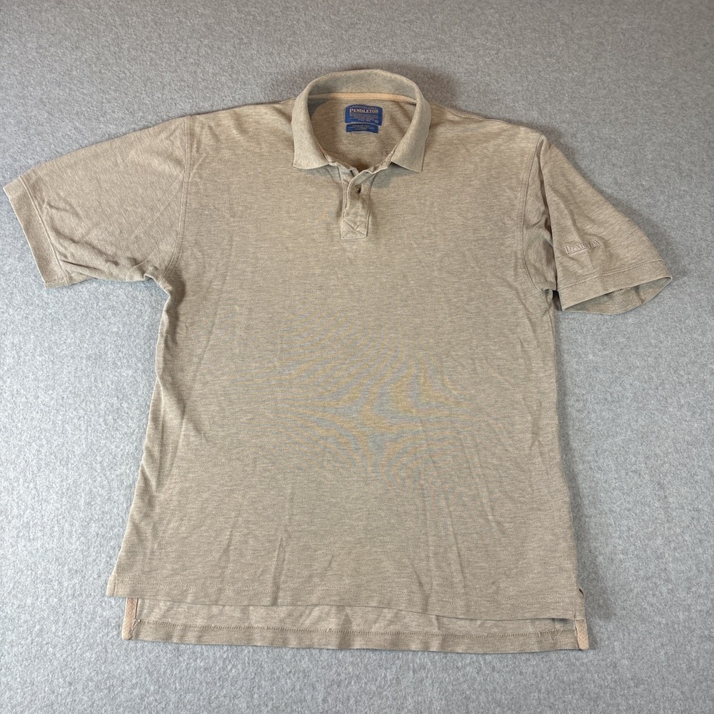 VTG Pendleton Beige Short Sleeve Polo Shirt Men's M 100% Cotton Preppy Golf